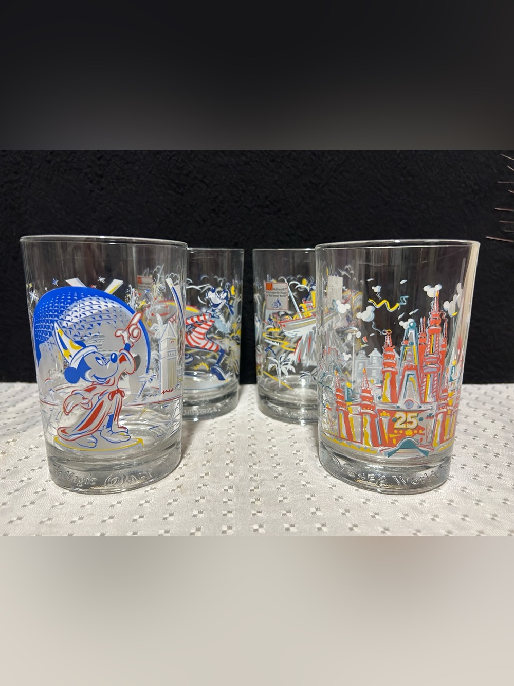 SET OF 4 Walt Disney World The Magic 25th Anniversary McDonalds Glass